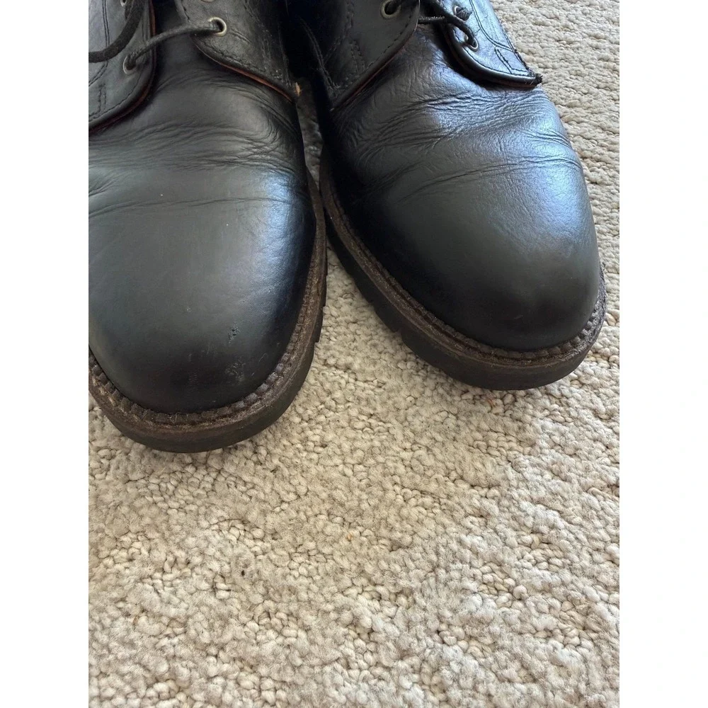 VINTAGE H.S. Trask Bison Leather Derby Shoes Men‎ 12 N Black Lug Sole USA Made